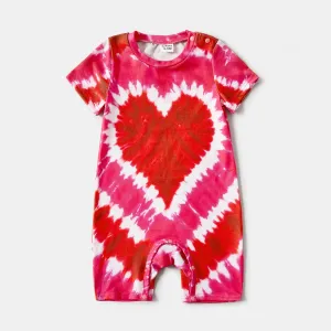 Family Matching Short-sleeve Tie Dye Heart Graphic T-shirts #225169