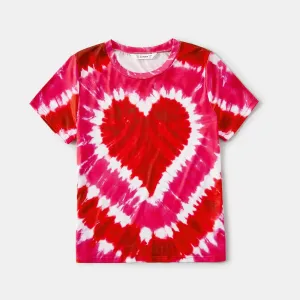 Family Matching Short-sleeve Tie Dye Heart Graphic T-shirts #225173