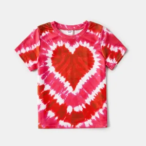 Family Matching Short-sleeve Tie Dye Heart Graphic T-shirts #753196