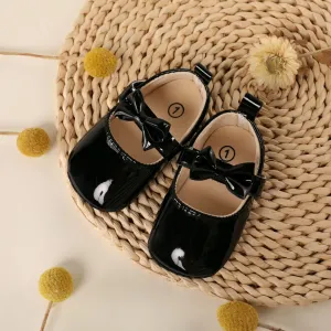 Baby Bow Decor Velcro Solid Prewalker Shoes #1221715