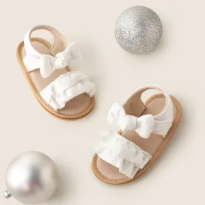 Baby Girl Casual Solid Ruffle Bowknot Sandals Prewalker Shoes #1328036