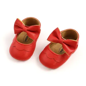 Baby Girl Sweet Hyper-Tactile 3D Bow-tie Solid Prewalker Shoes #1321341