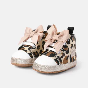 Baby / Toddler Bow & Glitter Decor Leopard Pattern Prewalker Shoes #220794