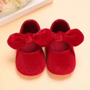 Christmas Baby / Toddler Bow Velcro Soft Sole Prewalker Shoes #195908