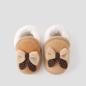 Baby & Toddler Girl Sweet Bow Decor Fleece Prewalker Shoes #1194349