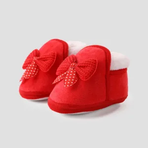 Baby & Toddler Girl Sweet Bow Decor Fleece Prewalker Shoes #1194354