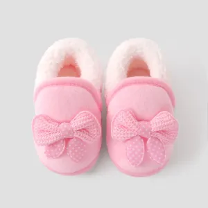 Baby & Toddler Girl Sweet Bow Decor Fleece Prewalker Shoes #1194356