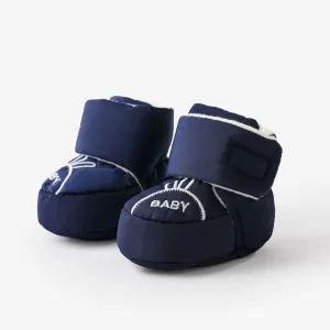 Baby & Toddler Letter & Rabbit Pattern Velcro Fleece Prewalker Shoes #1317991