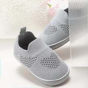 Baby / Toddler Stripe Heart Graphic Breathable Slip-on Prewalker Shoes #196524
