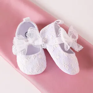 Baby / Toddler White Bow Soft Sole Cloth Princess Dresses Shoes #665933
