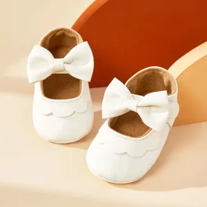 Baby / Toddler White Bowknot Decor Velcro Closure Prewalker Shoes #193469