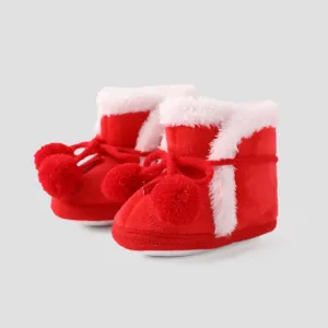 Christmas Baby & Toddler Pompom Decor Furry Prewalker Shoes #1192286