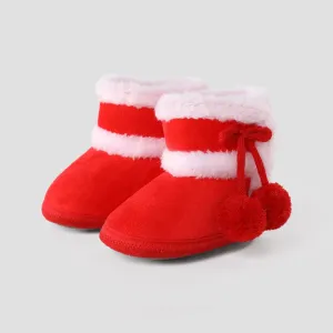 Christmas Baby & Toddler Pompom Decor Plush Prewalker Shoes #1118093