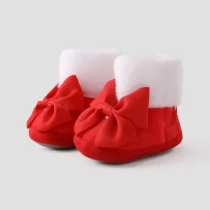 Christmas Baby & Toddler Sweet Bow Decor High Top Prewalker Shoes #1165515