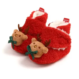 Christmas Family Matching 3D Cartoon Reindeer&Santa Pattern Slippers & Prewalker Shoes #1171886
