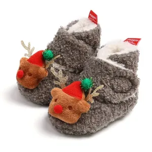 Christmas Family Matching 3D Cartoon Reindeer&Santa Pattern Slippers & Prewalker Shoes #1171890