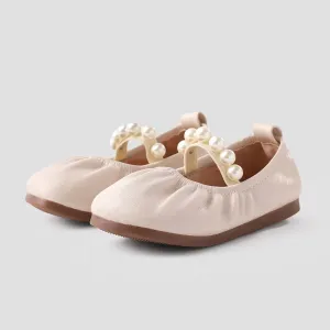 Toddler and Kid Girls Faux-pearl Decor Velcro Leather Shoes #1197517