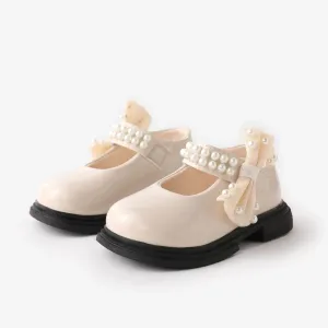 Toddler and Kids Girls' Sweet Bow & Faux-pearl Decor Velcro Leather Shoes #1318411