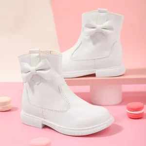 Toddler / Kid Bow Decor Minimalist White Boots
