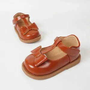 Toddler / Kid Brown Bow Decor Velcro Flats #230079