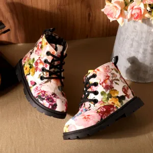 Toddler & Kid Floral Print Side Zipper Boots #1073359