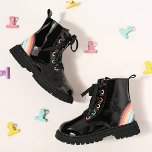 Toddler / Kid Rainbow Pattern Lace Up Boots (The color of the eyelet and heel rainbow is random) #208385
