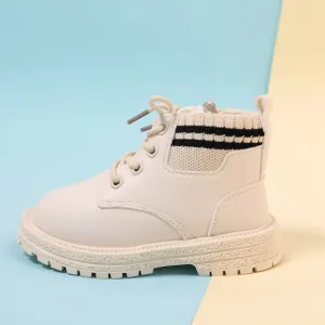 Toddler / Kid Stripe Detail Lace Up Front White Boots #833003