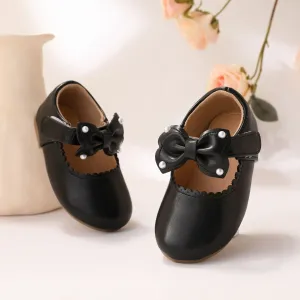 Toddler/Kids Elegant 3D Bowtie PU Lace Trim Leather Shoes #1332402