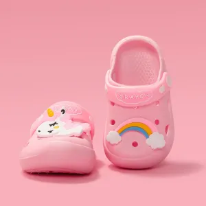 Toddler/Kids Girl Childlike Graffiti Rainbow and Unicorn Pattern Hole Beach Shoes #1322433