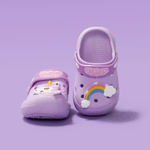 Toddler/Kids Girl Childlike Graffiti Rainbow and Unicorn Pattern Hole Beach Shoes #1322442