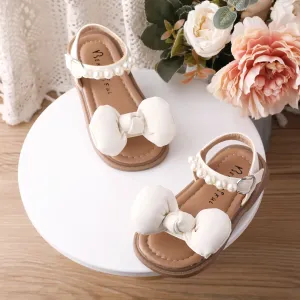 Toddler/Kids Girl Sweet Hyper-Tactile Bow Buckle Velcro Leather Sandals