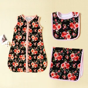 100% Cotton Baby Floral Print Zip Up Wearable Blankets #872019