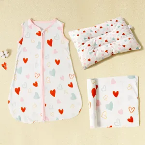 100% Cotton Colorful Heart Print Baby Sleeping Bags / Swaddling Blanket / Pillow #818638