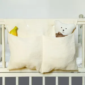 100% Cotton Muslin Hanging Baby Diaper Caddy Organizer Baby Bedside Hanging Storage Bag #778437