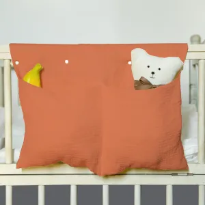 100% Cotton Muslin Hanging Baby Diaper Caddy Organizer Baby Bedside Hanging Storage Bag #778439