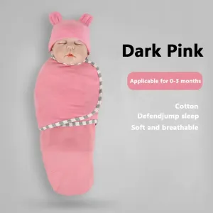 2pcs Baby Sleeping Bags and Rabbit Ear Fetal Hat Set, Newborns 0-3 Months Must Haves, Inside 95% Cotton, Soft and Cute, Suitable for Four Seasons #1048374