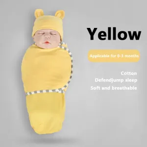 2pcs Baby Sleeping Bags and Rabbit Ear Fetal Hat Set, Newborns 0-3 Months Must Haves, Inside 95% Cotton, Soft and Cute, Suitable for Four Seasons #1048375