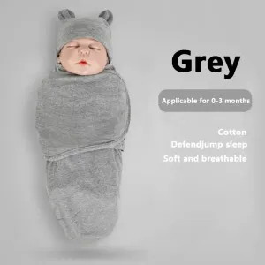 2pcs Baby Sleeping Bags and Rabbit Ear Fetal Hat Set, Newborns 0-3 Months Must Haves, Inside 95% Cotton, Soft and Cute, Suitable for Four Seasons #1048376