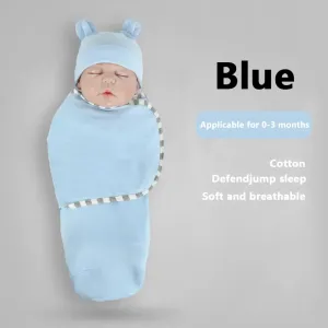 2pcs Baby Sleeping Bags and Rabbit Ear Fetal Hat Set, Newborns 0-3 Months Must Haves, Inside 95% Cotton, Soft and Cute, Suitable for Four Seasons #1048377