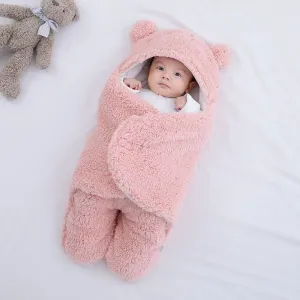 Baby Winter Cotton Plush Hooded Swaddles #186775