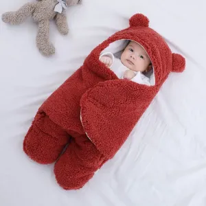 Baby Winter Cotton Plush Hooded Swaddles #186777