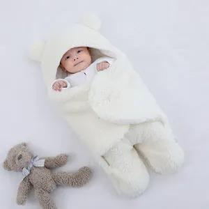 Baby Winter Cotton Plush Hooded Swaddles #912181