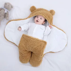 Baby Winter Cotton Plush Hooded Swaddles #912185
