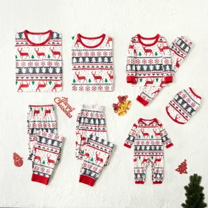 Christmas All Over Reindeer Print Family Matching Long-sleeve Pajamas Sets (Flame Resistant) #1004717