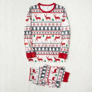 Christmas All Over Reindeer Print Family Matching Long-sleeve Pajamas Sets (Flame Resistant) #1171412