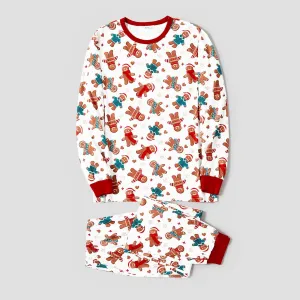 Christmas Family Matching Cartoon Gingerbread Man Allover Print  Pajamas Sets (Flame Resistant) #1083568