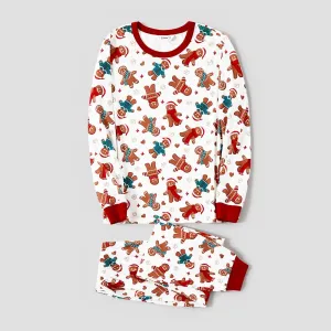 Christmas Family Matching Cartoon Gingerbread Man Allover Print  Pajamas Sets (Flame Resistant) #1083572