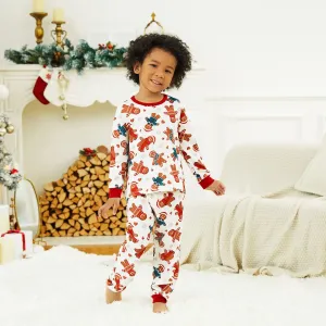 Christmas Family Matching Cartoon Gingerbread Man Allover Print  Pajamas Sets (Flame Resistant) #1205699