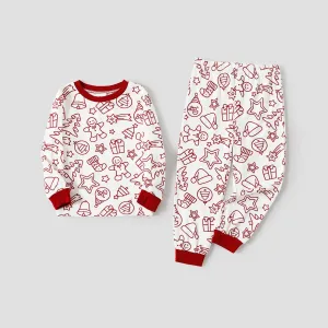 Christmas Cute Cartoon Gingerbread Man Print Family Matching Pajamas Sets (Flame Resistant) #1081118