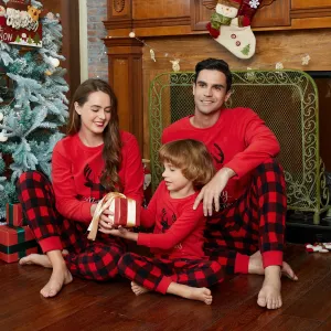 Christmas Deer and Letter Embroidered Red Family Matching Long-sleeve Thickened Polar Fleece Pajamas Sets (Flame Resistant) #1004695